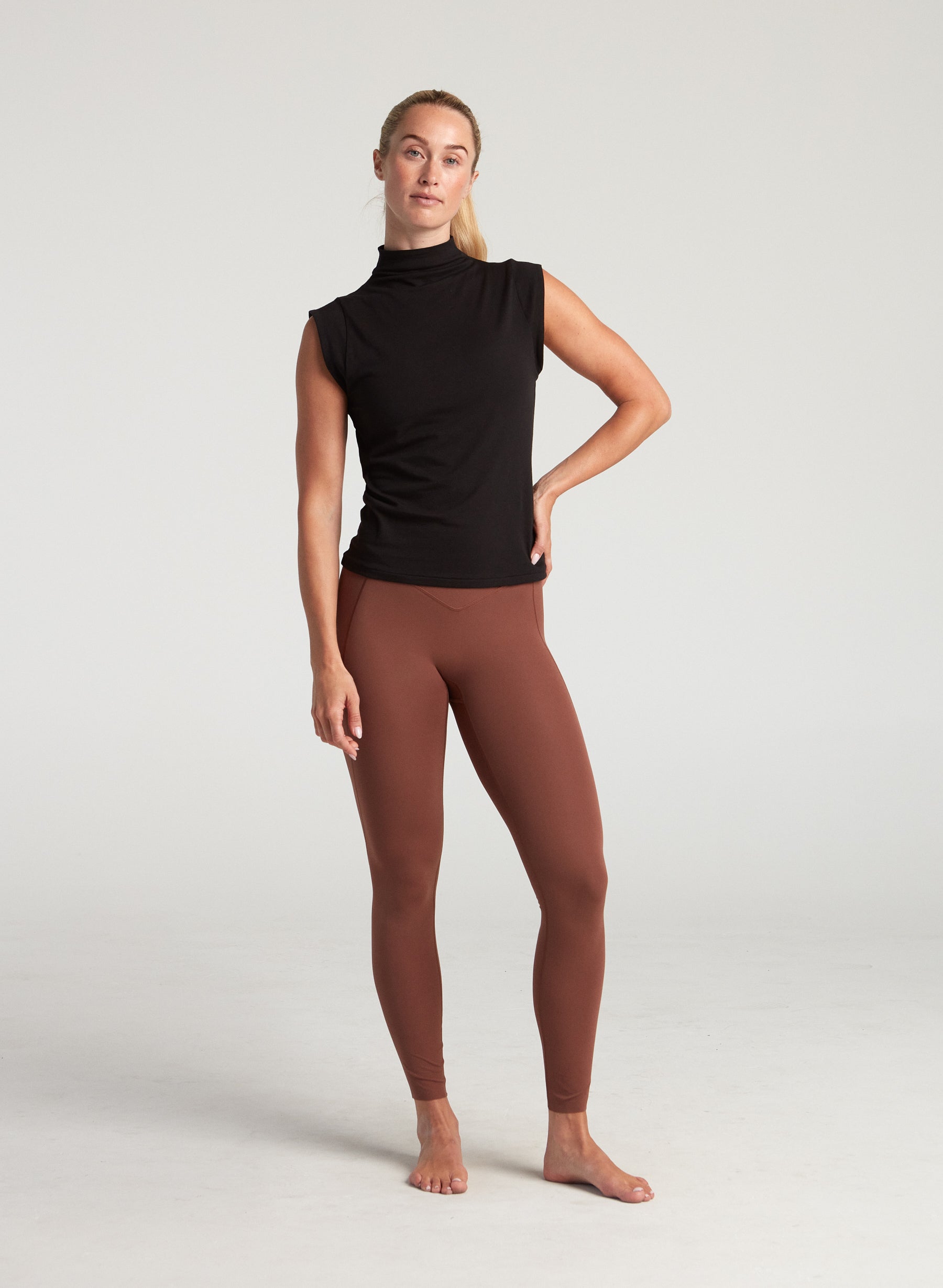 Mock Neck Baby Tee - Black