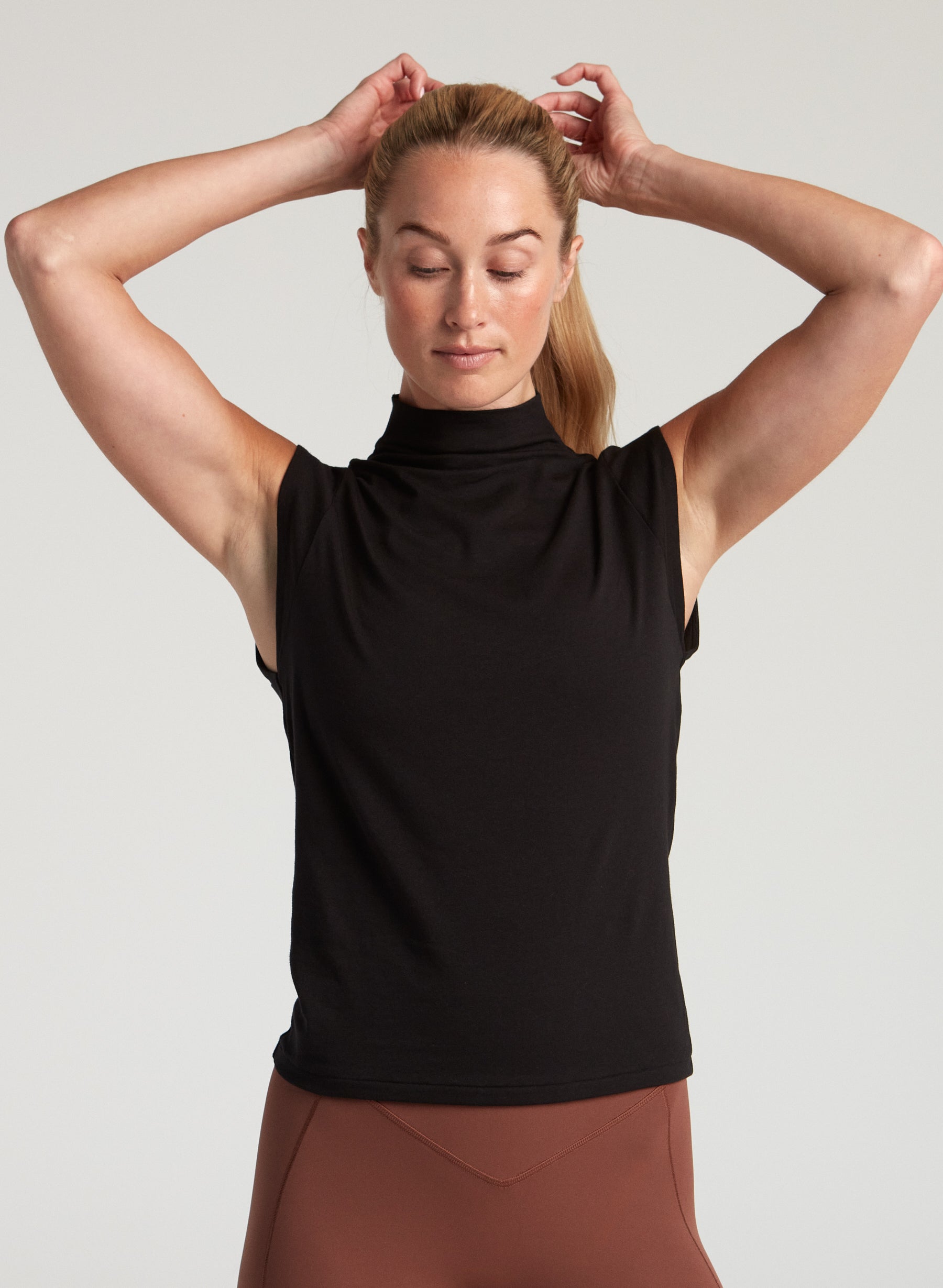 Mock Neck Baby Tee - Black