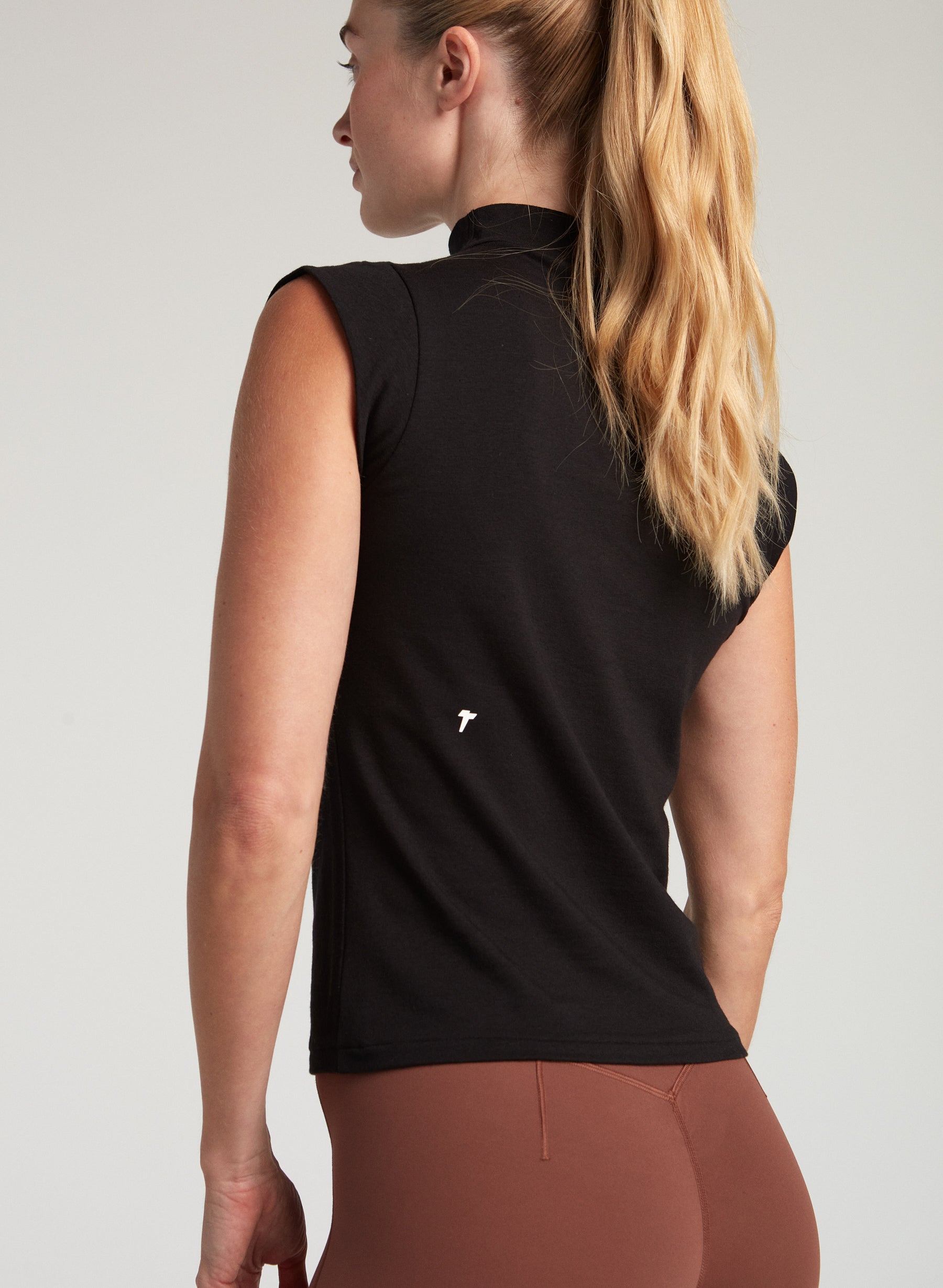 Mock Neck Baby Tee - Black