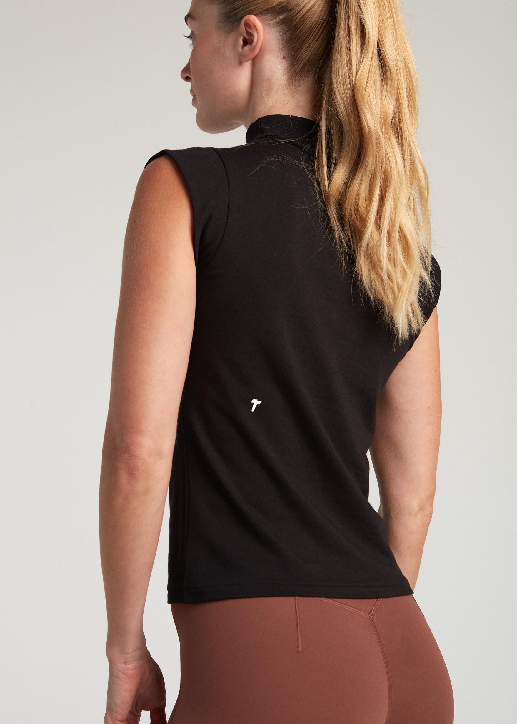 Mock Neck Baby Tee - Black