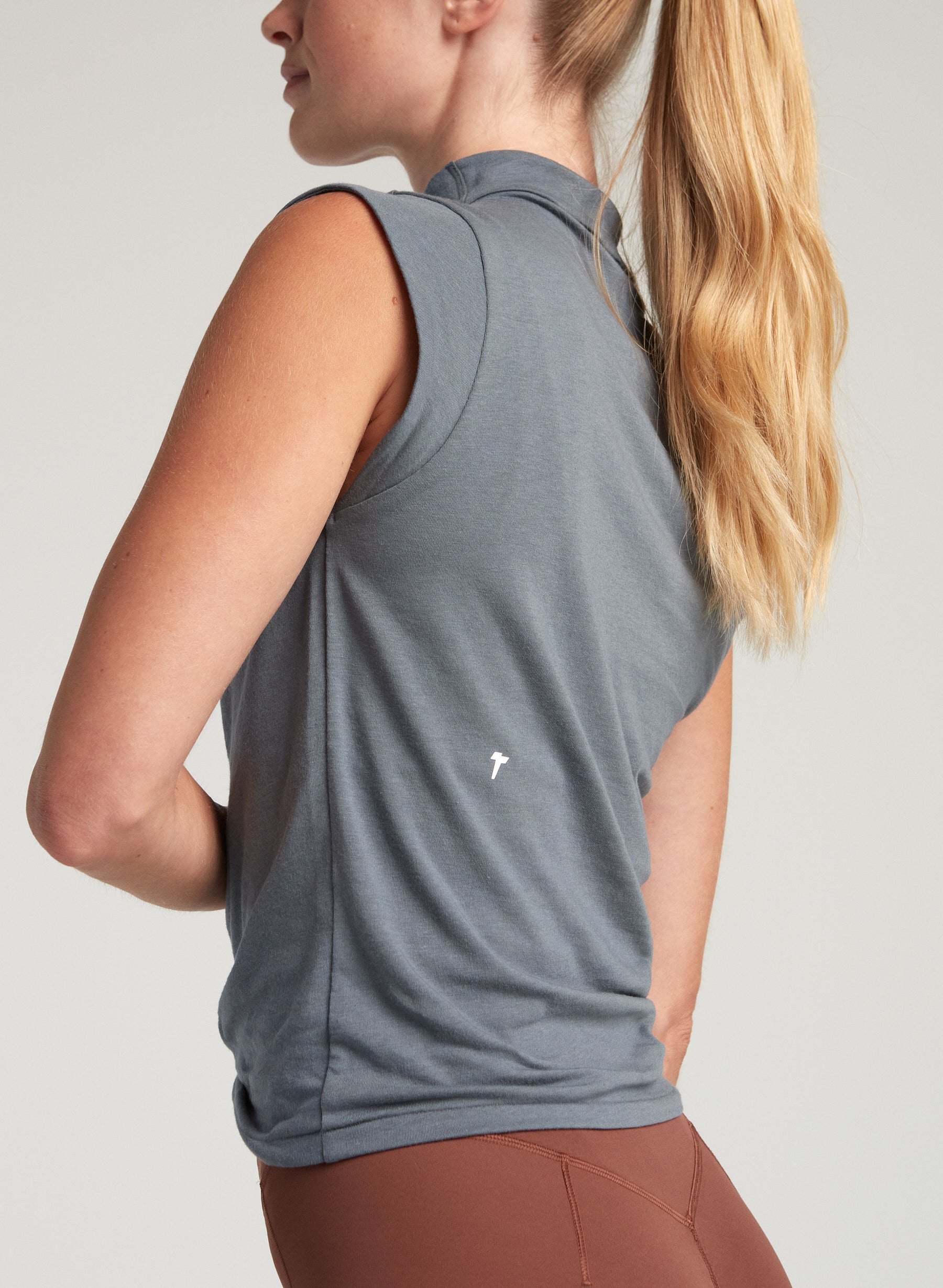 Mock Neck Baby Tee - Stone