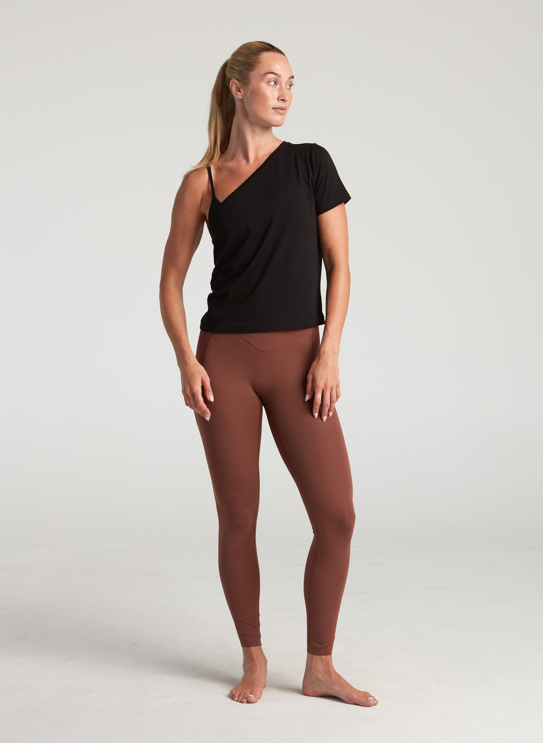 Off The Shoulder Tee Shirt - Black