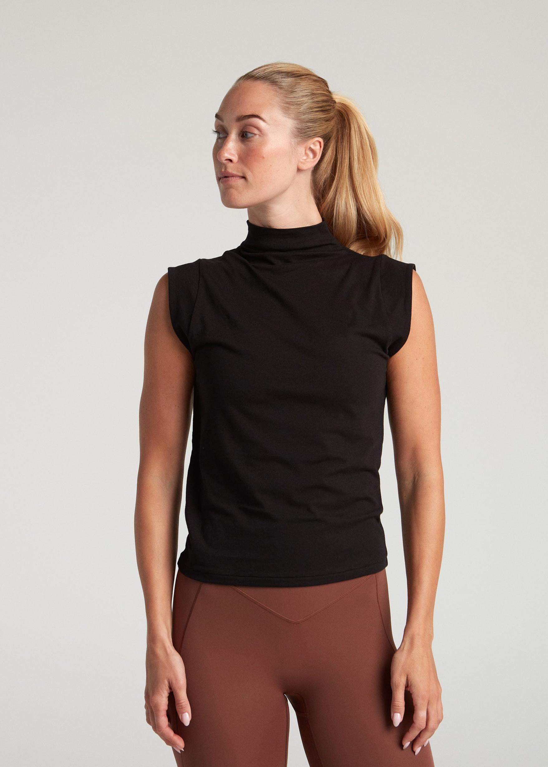 Mock Neck Baby Tee - Black