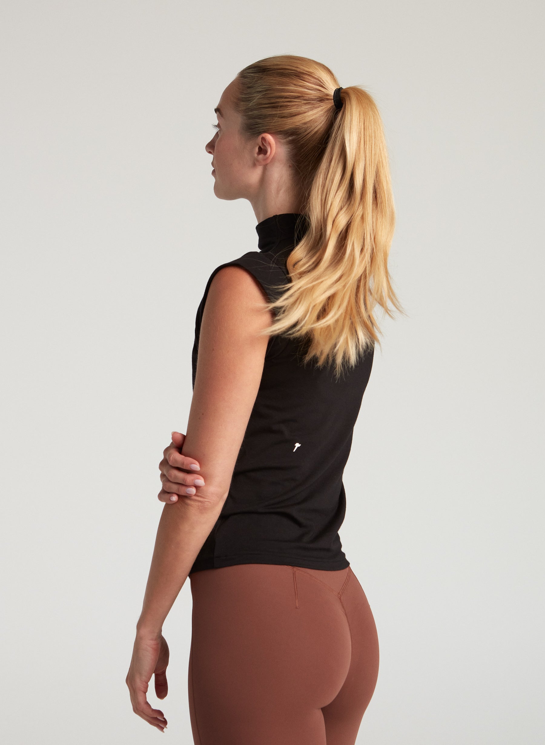 Mock Neck Baby Tee - Black