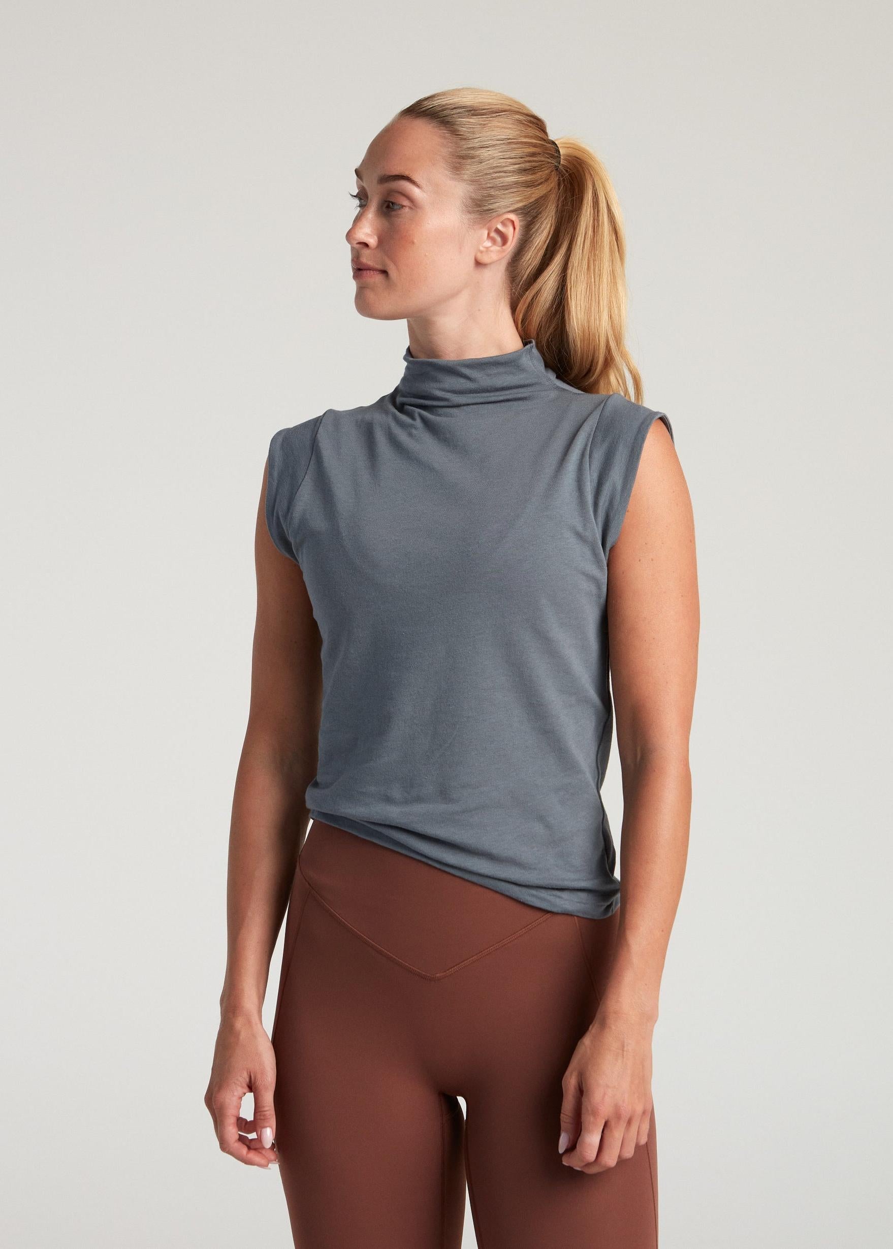 Mock Neck Baby Tee - Stone