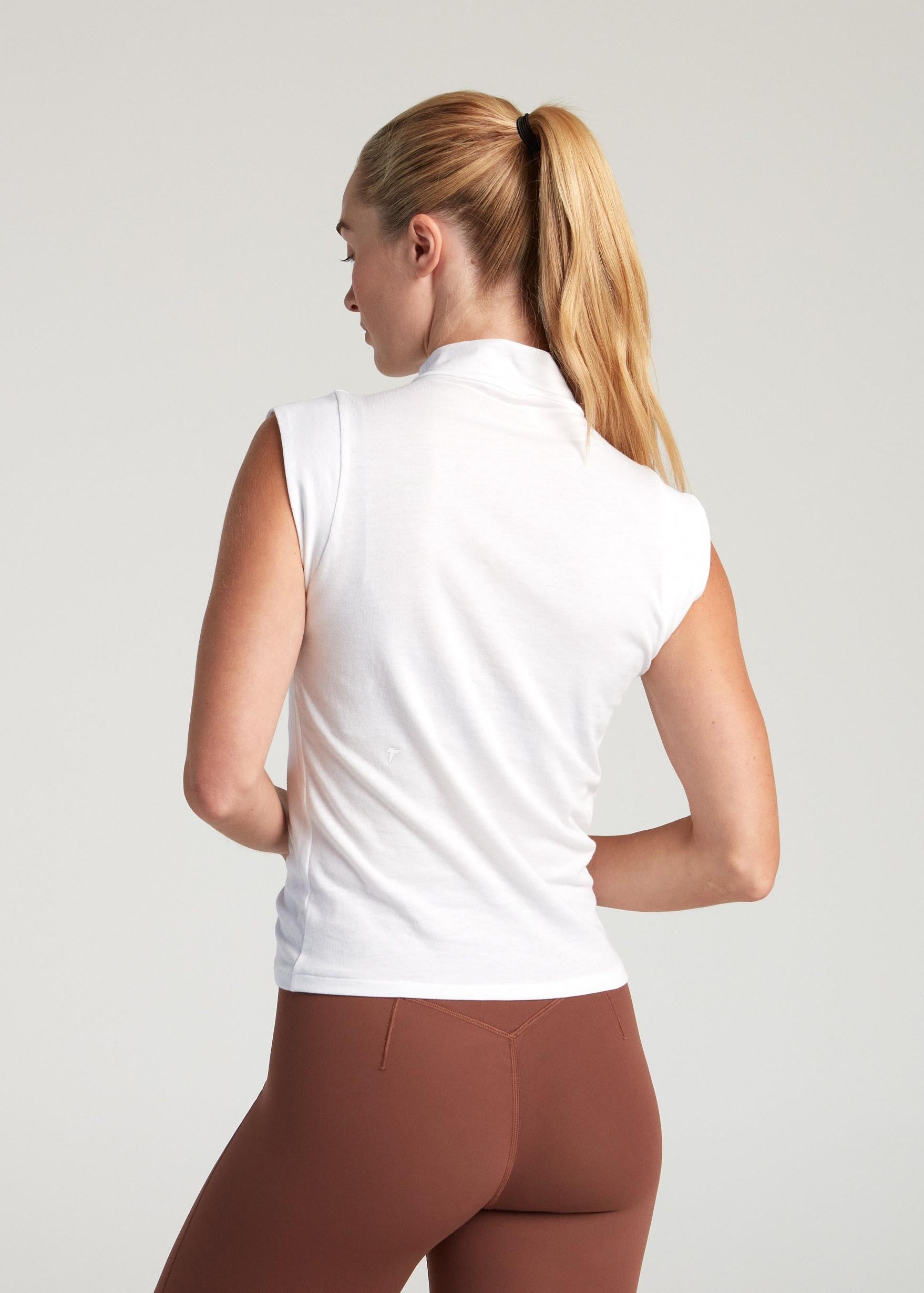 Mock Neck Baby Tee - White