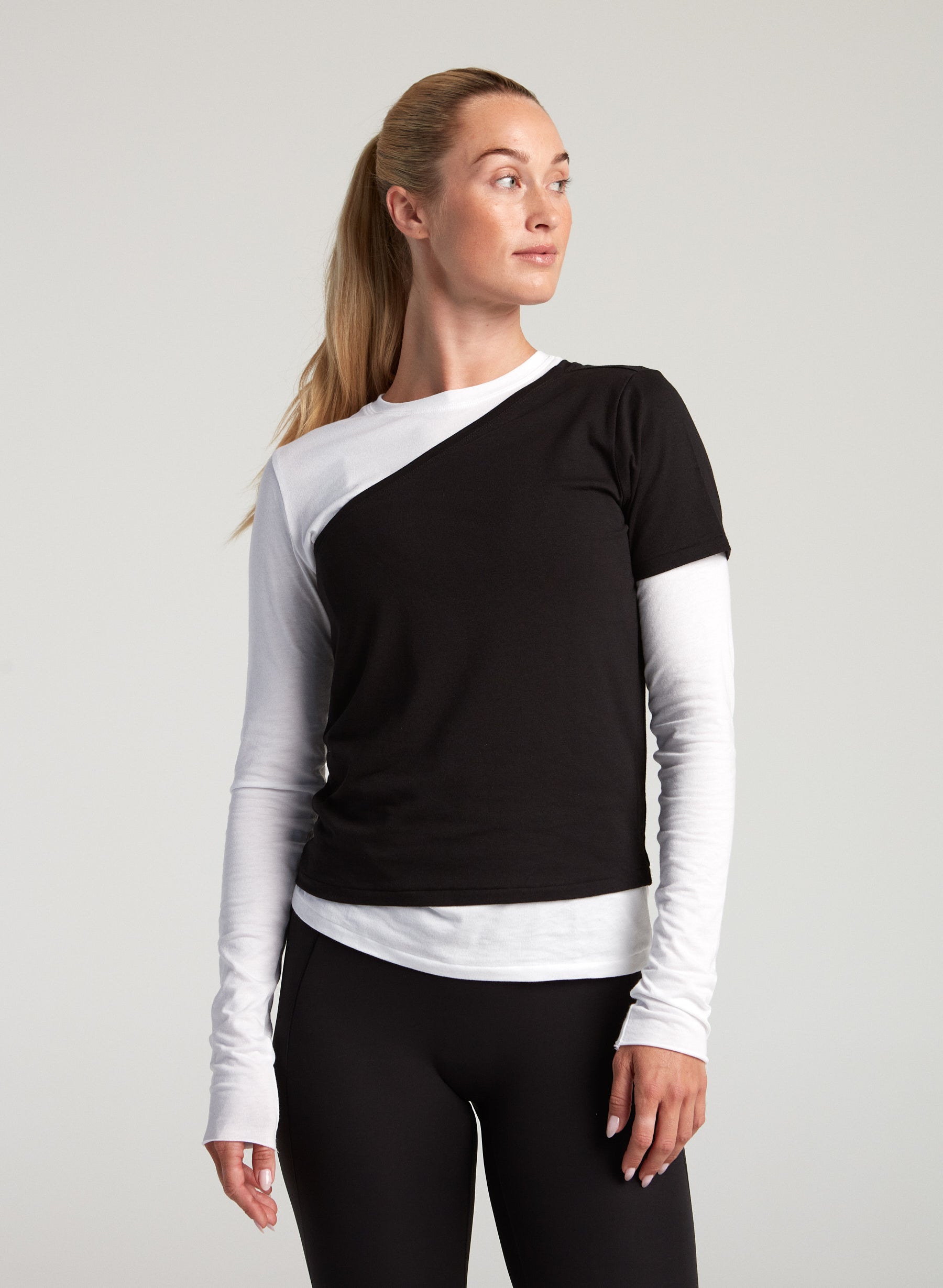 Off The Shoulder Tee Shirt - Black